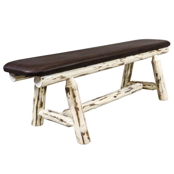 Montana Collection Plank Style Bench, Ready to Finish, 5 Foot w/ Saddle Upholstery