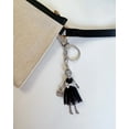 thumbnail image 3 of Wrapables Hanging Fashionista Doll Keychain, Crystal Rhinestone Keyring Bag Charm, Black Bow, 3 of 5