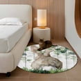 thumbnail image 2 of Round Rug 4Ft Washable Non-Slip, Easter Circle Area Rugs for Living Room Bedroom, Country Rabbit Botanical Leaves Wooden Grain Indoor Floor Mats Carpet Runner for Home Decor Aesthetic, 2 of 8