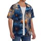 thumbnail image 2 of Fotbe Elegant Blue Gold Blooms Camisa Estampada de Manga Corta para Hombre, Casual de Verano, Estilo Playero, Sin Arrugas-Small, 2 of 5