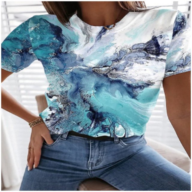 Tee Crewneck And Floral Print Scrub Milk Silk Tee