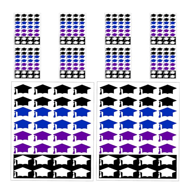 KAKOWELY 10 hojas de pegatinas para gorros de graduación, pegatinas de recompensa para gorros de graduación, pegatinas pequeñas, pegatinas autoadhesivas