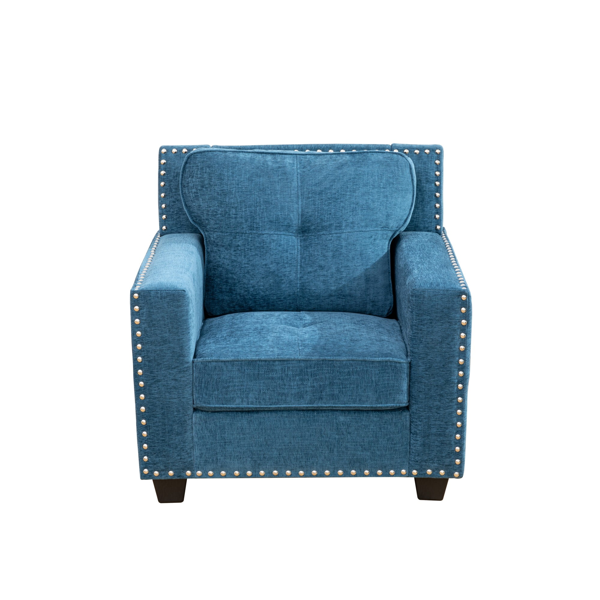 Gewnee Linen Upholstered Armchair Accent Chair with Nailhead Trim,Blue