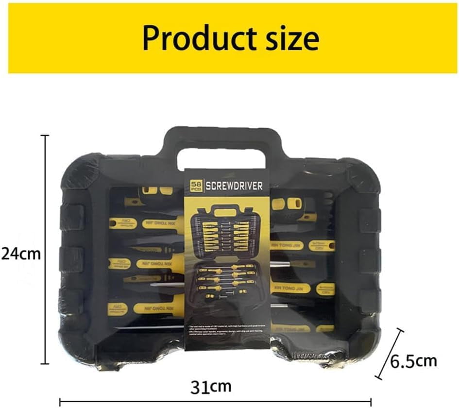 58-Piece Professional Screwdriver Set with Storage Case, Magnetic Chrome Vanadium Steel Toolkit for Home Repairs, Electronics, and Automotive Use