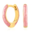 thumbnail image 4 of Gold Plated Fancy Pink Enamel Huggie Hoop Earrings for Women, 4 of 5