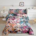 thumbnail image 2 of Homewish Modern Stripes Lines Full Size Comforter Sets for Women, Checkered Square Bedding Comforter Set, Fashion Graffiti Artwork Reversible Bedding Sets, Breathable Home Decor, 3pcs, 2 of 8