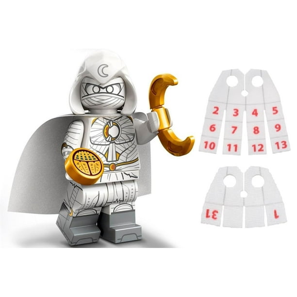 Minifigura LEGO Moon Knight con capas de hombre con calendario Marvel 710