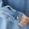 thumbnail image 6 of SMihono Women's Casual Loose Denim Long Dress Solid Color Pointed Collar Long Sleeve Button Dress with Pockets Blue XL, 6 of 9