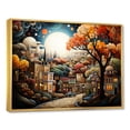 thumbnail image 2 of Designart "Cozy Village in Moonlit Autumn II" Cityscapes Framed Wall Art - Industrial Orange City Art Deco Entryway Framed Wall Art, 2 of 6