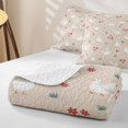 thumbnail image 4 of Erosebridal Duck Floral Repeat Twin Quilt Set for Girls Boys, Beige White Red Flower Farm Goose Twin Coverlet Set, 2 Pieces, 4 of 7