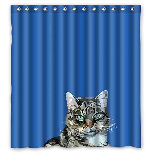 HelloDecor Cat Shower Curtain Polyester Fabric Bathroom Decorative