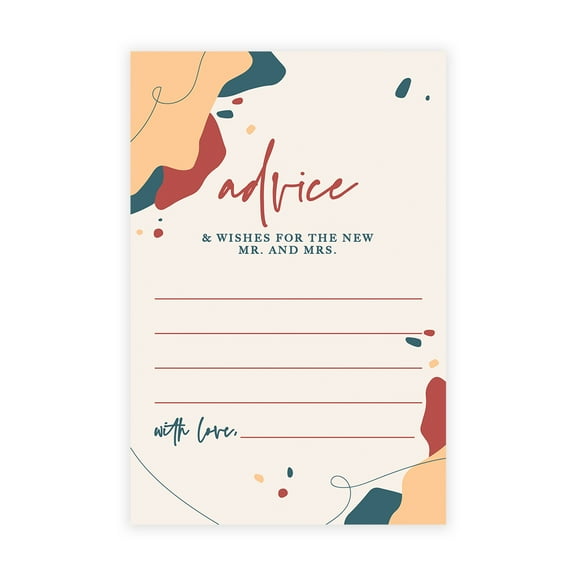 Koyal Wholesale Abstract Terracotta Wedding Advice & Well Wishes Guest Book Cards for Bride and Groom, 56 Pack