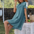 thumbnail image 5 of Women's Dress Swiss Dot Crewneck Summer Mini Dress Casual Short Sleeve Dress Flowy A Line Babydoll Short Dresses, 5 of 5
