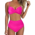 thumbnail image 1 of MKLEKYY Trajes De Baño Mujer Women High Waisted Bikini Sexy Push Up Two Piece Swimsuits Vintage Swimsuit Two Piece Retro Ruched High Waist Print Bikini Set 2761, 1 of 6