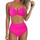 thumbnail image 1 of MKLEKYY Trajes De Baño Mujer Women High Waisted Bikini Sexy Push Up Two Piece Swimsuits Vintage Swimsuit Two Piece Retro Ruched High Waist Print Bikini Set 2760, 1 of 6