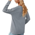 thumbnail image 4 of HKEJIAOI Femmes Tunique Chemises Col Rond Solide Mi-Poids Long Sleeve Top, 4 of 5