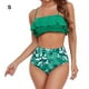 thumbnail image 4 of Toystoory Conjunto de traje de baño dividido para mujer, traje de baño con volantes acolchados en el pecho y tirantes Chinlon, ropa interior estampada a Deportes acuáticos Verde S Toystoory OD021142-01, 4 of 6