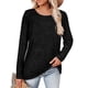 thumbnail image 1 of Camiseta holgada, de color liso y cuello redondo suave para primavera, otoño e invierno. Top informal de manga larga para mujer, color negro, talla XL, 1 of 6