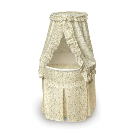 Badger Basket Empress Round Baby Bassinet, Ecru/Leaf
