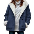 thumbnail image 5 of Plus Size Winter Coats for Women Toggle Closure Solid Color Winter Warm Fleece Lined Hooded Jackets with Pockets, 5 of 6