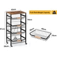 thumbnail image 4 of Sensch  5 Tier Fruit Rack for Kitchen Large Pull-out Wire Basket With Wood Top and Wheels, Kitchen Storage Cart for Fruit Vegetable, 4 of 9