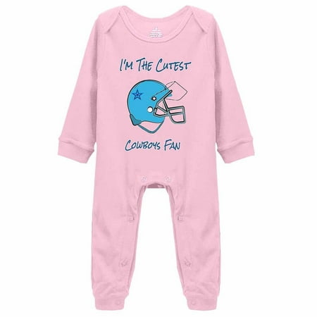

YCICIVDee I m The Cutest /Cowboys Fan Unisex Newborn Organic Bodysuit Romper Pink Long Sleeve Rompers 3-6 Months