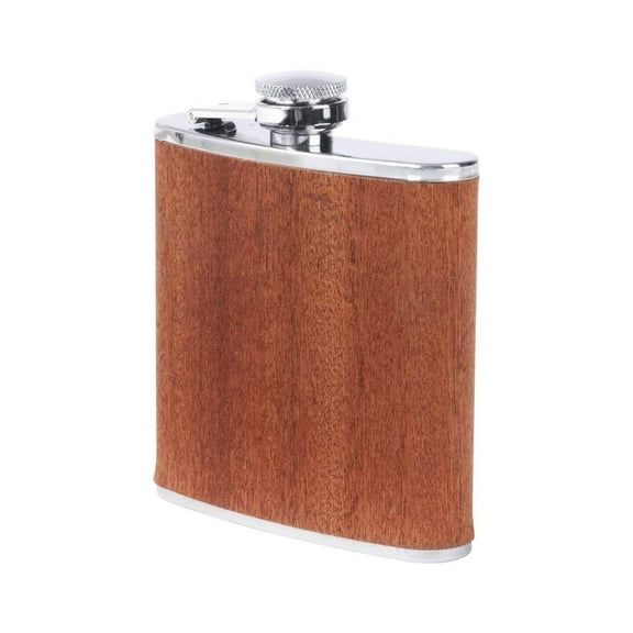 Maxam® 6oz Stainless Steel Flask with Real Sapele Wood Wrap