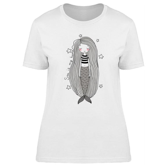 Mermaid With Long Hair Graphic T-Shirt Women -Image by Shutterstock, Female 3X-Large