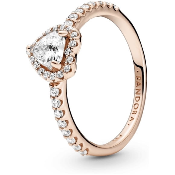 Anillo Pandora De Corazón Elevado Brillante 14K 188421C02 | Talle 52 | Joyería De Lujo Para Mujer | Ideal Para Regalo Elegante | Compatible Con Charms Pandora