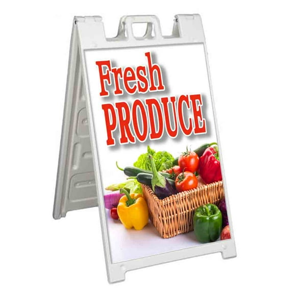 Fresh Produce (24" X 36") Standard A-Frame Signicade, Includes Decal Applied To Stand