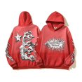 thumbnail image 1 of Veste Hellstar Hoodie Lavé au Cerveau Rétro Teinture Boue pour Hommes et Femmes Rouge, 1 of 3
