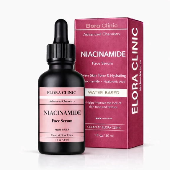 Elora Clinic  Niacinamide Serum - Hyaluronic Acid serum With Niacinamide - Niacinamide For Dark Spots -Lightweight Water Based Hyaluronic Acid With Niacinamide Serum