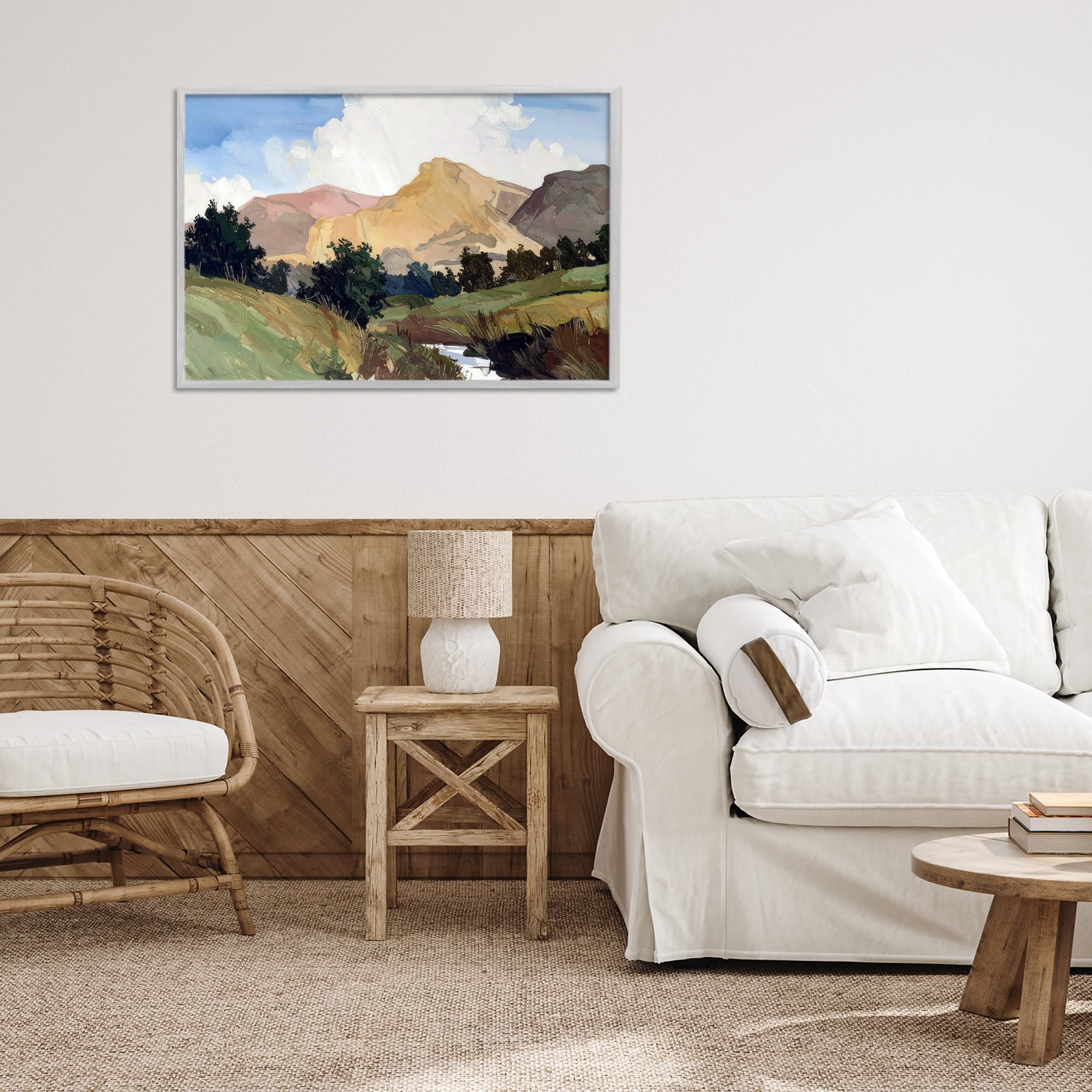 Stupell Industries River Mountain Divide Gray Framed Giclee Art, design by Alonza Saunders
