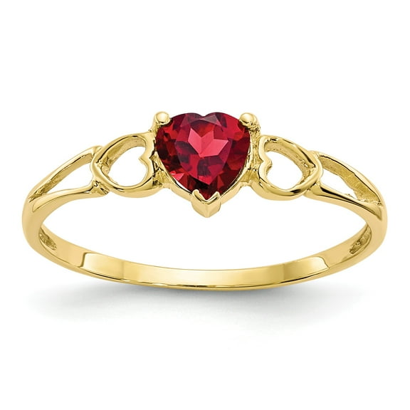 10k Polished Geniune Garnet Birthstone Ring in 10k Yellow Gold - Size 6