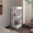 thumbnail image 2 of FM FURNITURE Lamer Corner Bar Cabinet with Wine Rack Engineered Wood White, 2 of 7