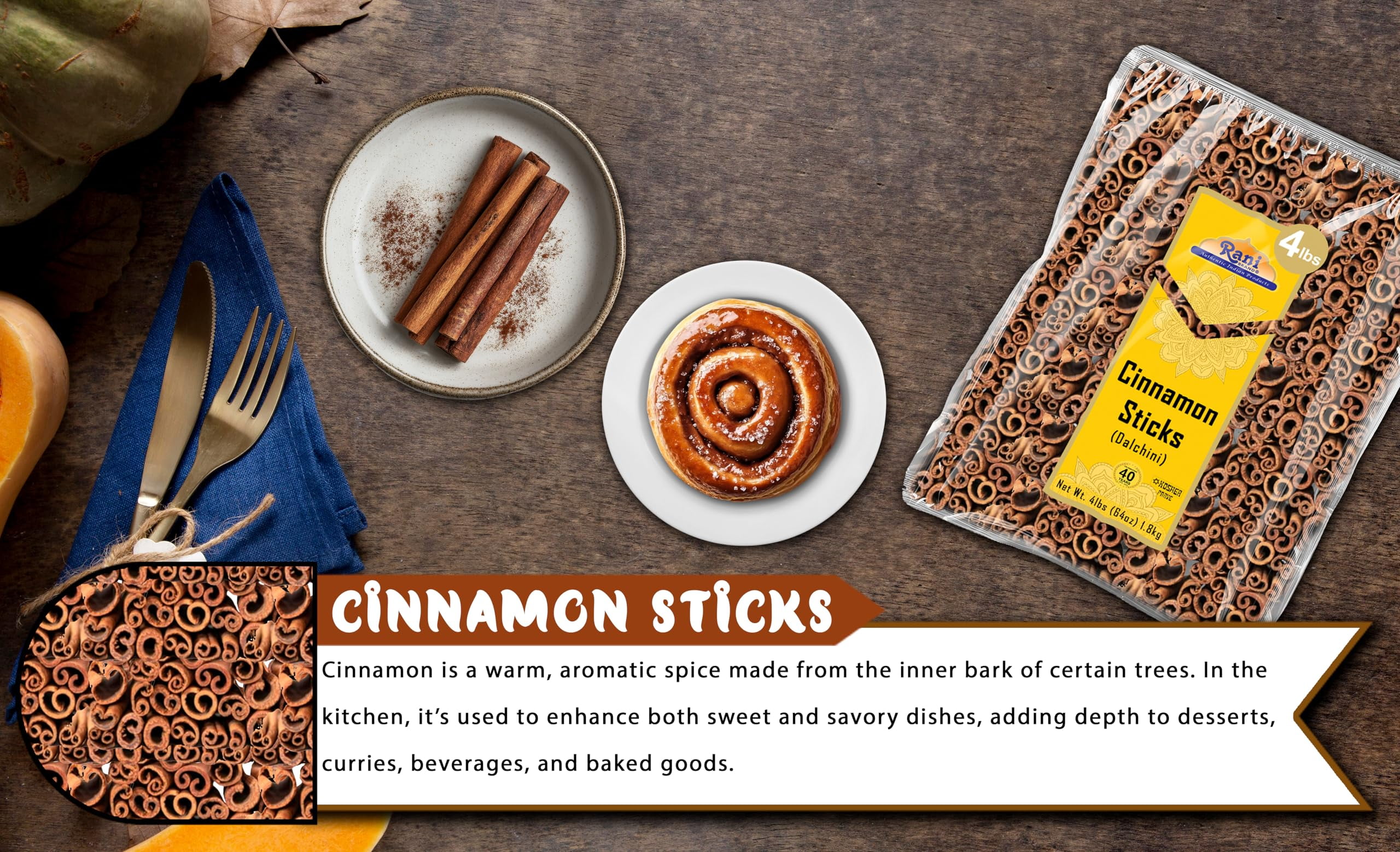 Rani Cinnamon Sticks 64oz (4lbs) 1.81kg Bulk Bag - 350-400 Sticks - Strong Aroma, Perfect for Baking, Cooking & Beverages | 3+ Inches Length - Cassia Saigon Cinnamon from Vietnam | Kosher