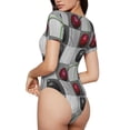 thumbnail image 4 of Uemuo Cherries laid Pattern Women's One Piece Short Sleeve Swimsuit Rash Guard Surfing Modest Quick-drying Swimsuit Beach Essentials-Medium, 4 of 9