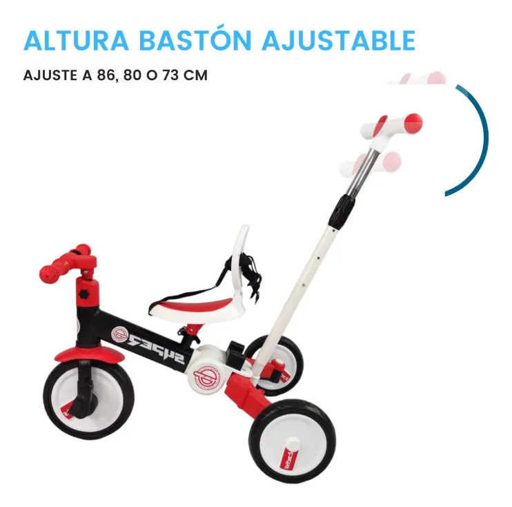 Triciclo Evolutivo 4 En 1 Para Bebés, Con Asiento Reversible, Barra Ajustable Y Pedales Extraíbles, Ideal De 1 A 4 Años (azul)
