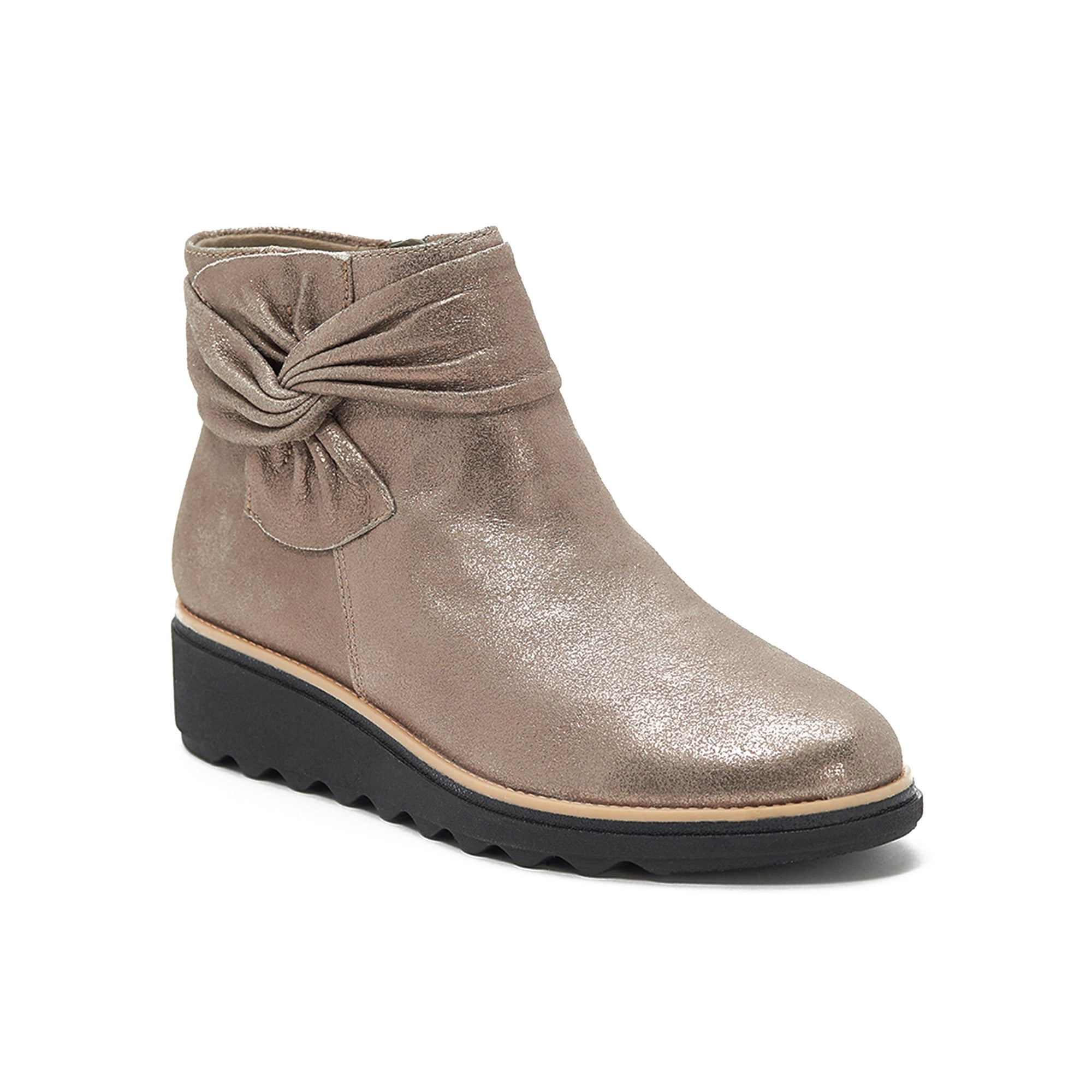 Avamo Womens Winter Boot Wedge Heel Ankle Boots Side Zip Booties Casual Work Gold 7.5