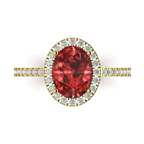 Clara Pucci 14K Yellow Gold 2.27ct Garnet Solitaire with Accents Ring