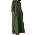 thumbnail image 4 of ZANZEA Women 3/4 Sleeved O-Neck Solid Colors Maxi Dress Baggy Kaftan Dresses, 4 of 4