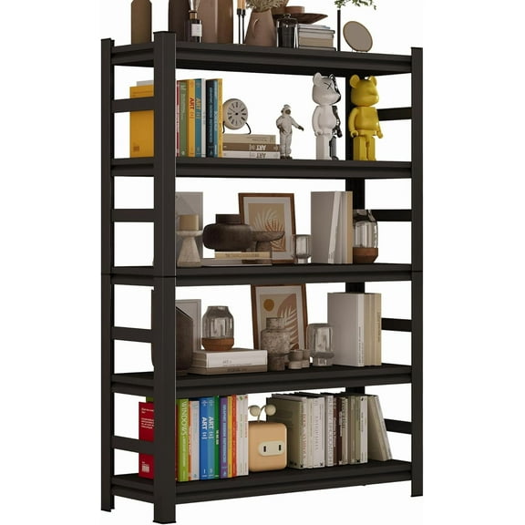 Tall Bookshelves, 72 Inch High Metal Bookshelf with Adjustable Shelves, Book Organizer and Bookcases, Book Shelves for Bedroom, Office, Living Room, Black
