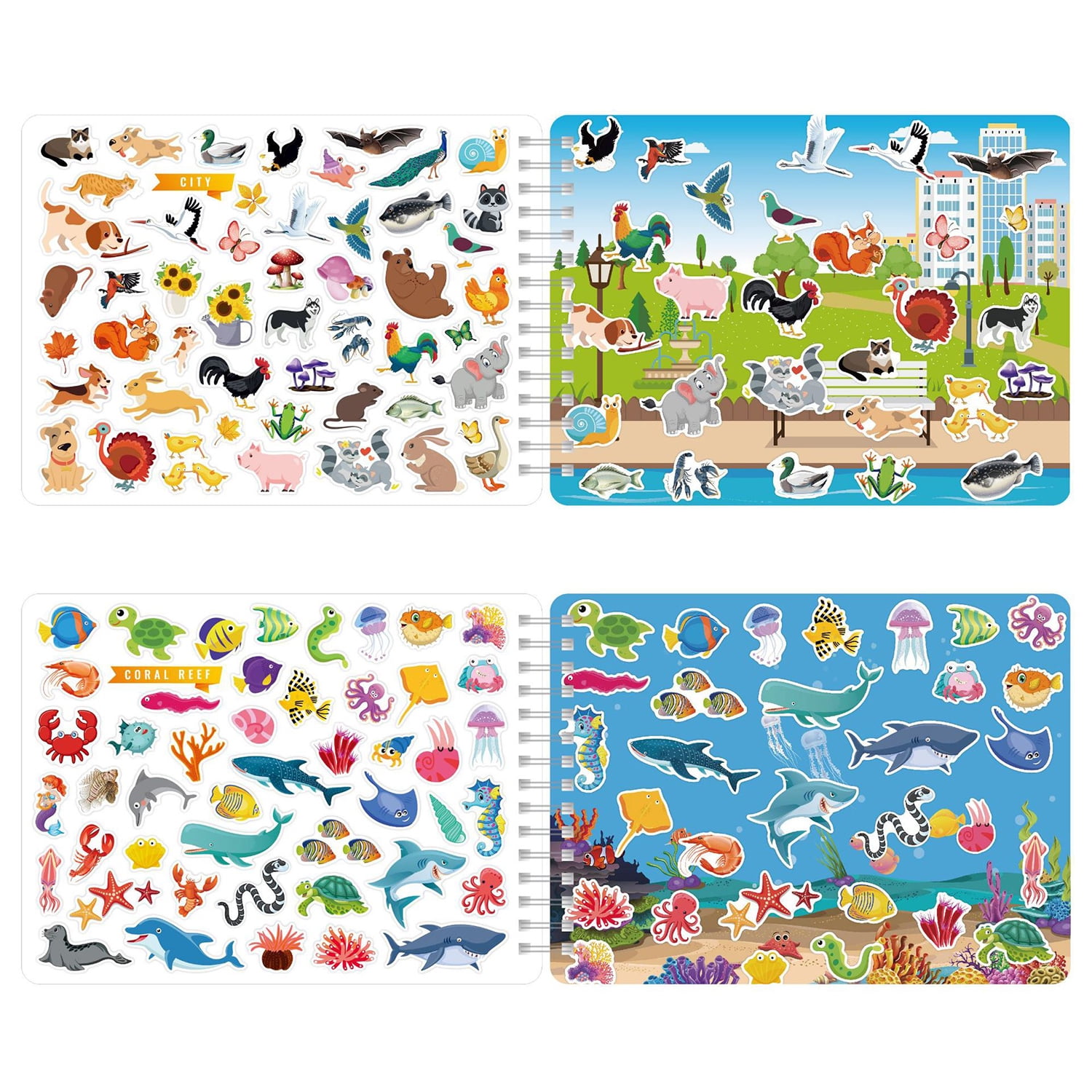 2PCS Crafts for Kids Ages 4-8,8-10 Sticker Paint Number Books Sticker Books  for Kids Animal and Ocean Stickers for Kids Valentines Birthday Easter