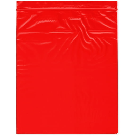 Plymor 10" x 12" (Pack of 100), Red 2 Mil Zipper Reclosable Plastic Bags