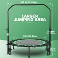 thumbnail image 2 of 40" Trampoline with Resistance Ropes,Fitness Foldable Mini Trampoline Max Load 450lbs, 4-Level Height-Adjustable Foam Handle,Indoor/Outdoor Rebounder for Adults, 2 of 7