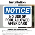 thumbnail image 3 of (2 Pack) No Use Of Pool Allowed After Dark OSHA Notice Sign 10 Inch X 7 Inch Vinyl Label Decal Sticker Weather Resistant, UV Protected for Workplace, Business, and Construction Site,, 3 of 7