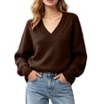 thumbnail image 2 of Zormilly Sweaters for Women Long Sleeve V Neck Soft Oversized Sweaters Winter Brushed Knit Tops, S-L, 2 of 8