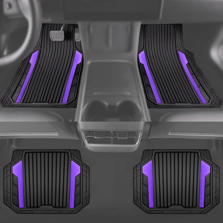 Auto Drive Heavy Duty Black & Purple Floor Mats, 4-Piece Set photo 3