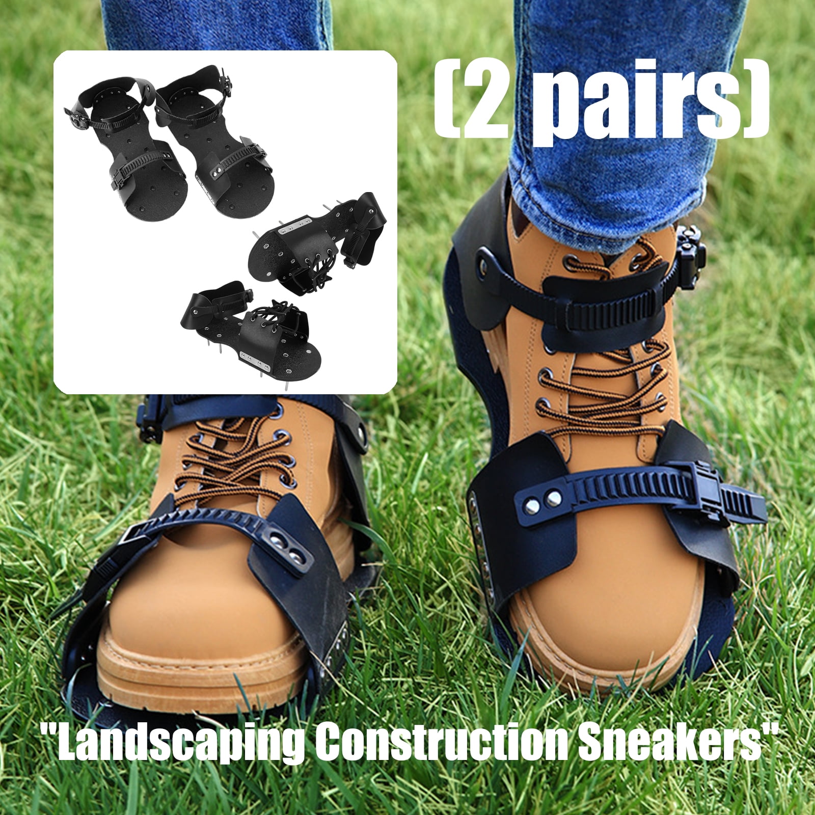 2 in 1 Nylon Aerator Shoes Aerating Footwear For Lawns Care And Epoxy Floor Projects 13 Spikes Penetrate Hard Soil