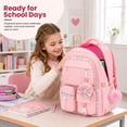 thumbnail image 2 of Girls Backpack Lightweight Waterproof Bookbag with Reflective Straps, Kids School Bag with Coin Purse & Cute Pendant Middle School for Grades 1-5, 2 of 11